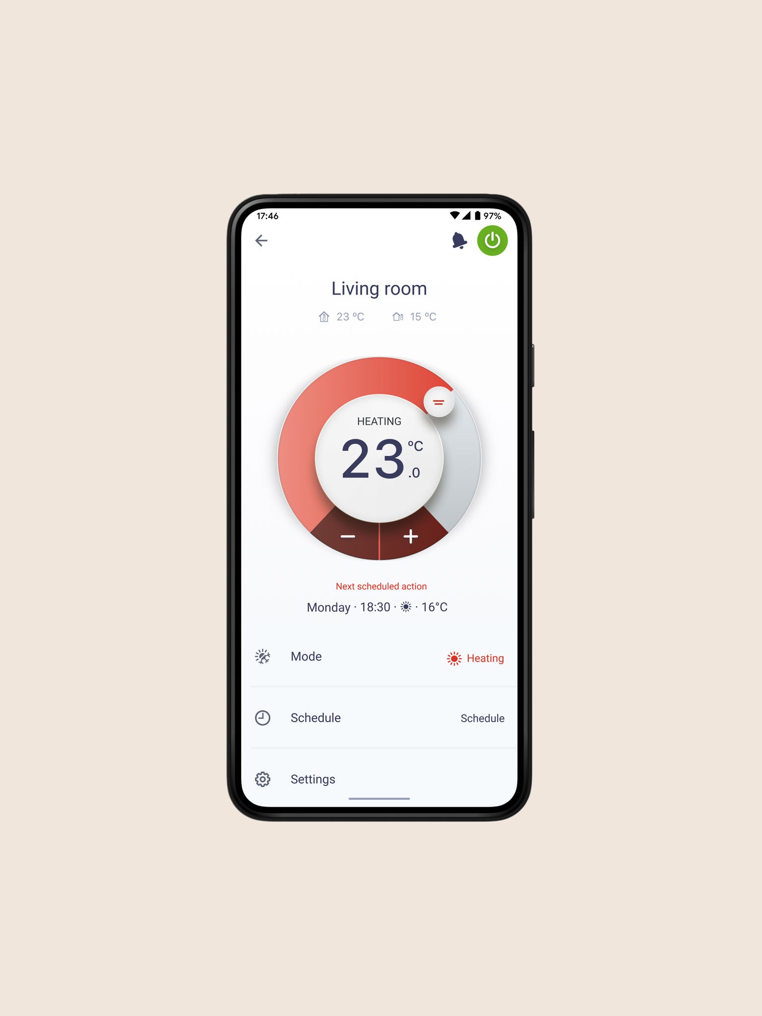 Photo produit : L'application Onecta affichée sur smartphone